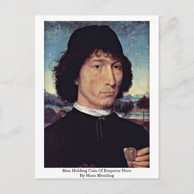 Postal Moneda Del Emperador Nero De Hans Memling (Anverso)