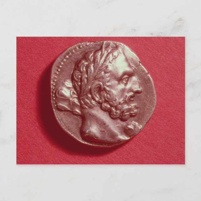 Postal Moneda púnica con la cabeza de Hamilcar Barca (Anverso)
