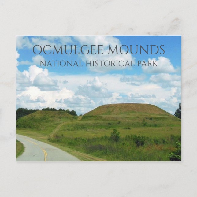Postal Monedas del Parque Histórico Nacional Ocmulgee Mou (Anverso)