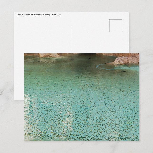 Postal Monedas en la Fuente de Trevi - Roma, Italia (Anverso / Reverso)
