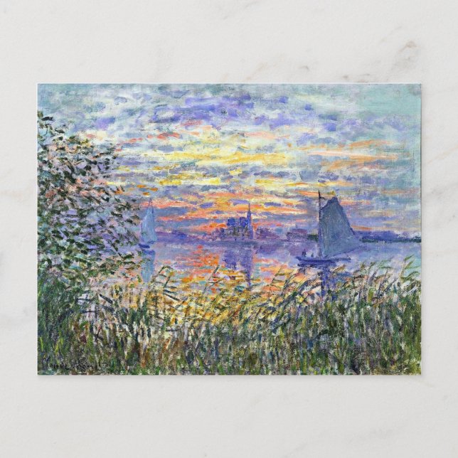 Postal Monet - Atardecer en el Sena, pintura artística fi (Anverso)