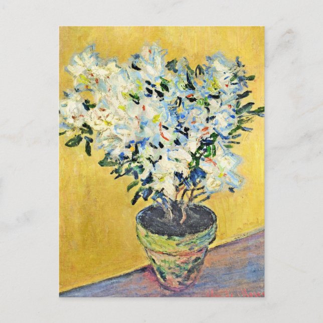 Postal Monet - Azaleas Blancas en una Maceta,  (Anverso)