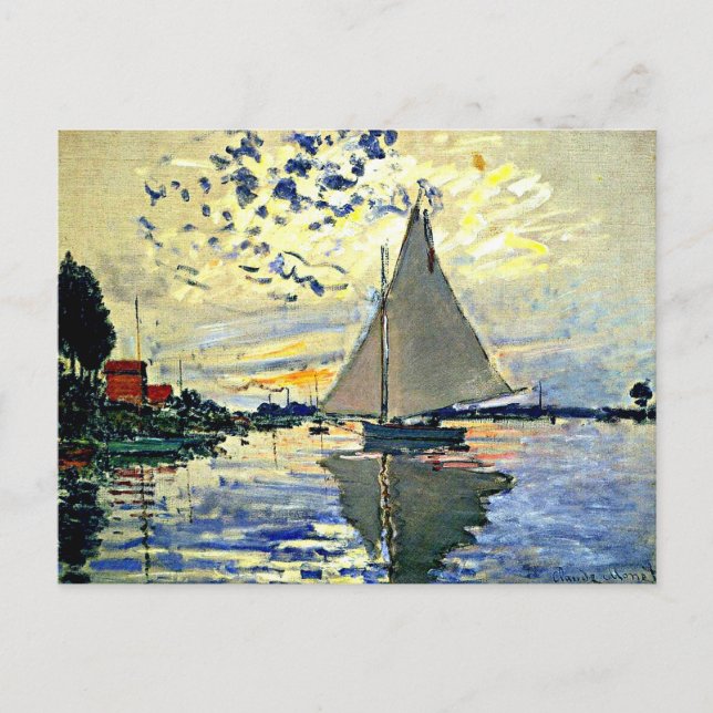 Postal Monet - Barco de vela en le Petit Gennevilliers (Anverso)