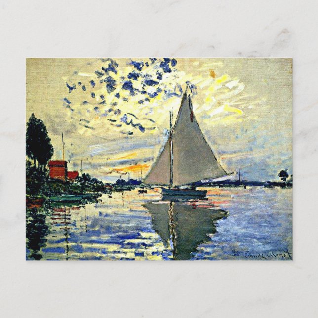 Postal Monet - Barco de vela en Le Petit Gennevilliers (Anverso)