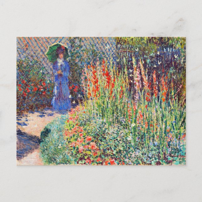 Postal Monet - Cama de flores redondeadas, pintura famosa (Anverso)