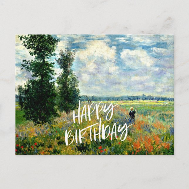 Postal Monet - Campo de amapola, Argenteuil, saludo de cu (Anverso)