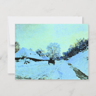 Postal Monet - Carro en la nieve