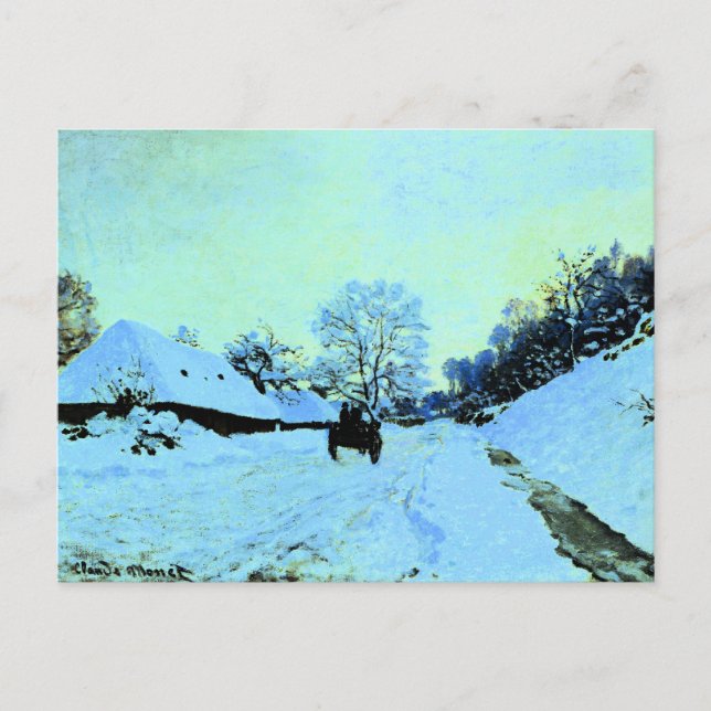 Postal Monet - Carro en la nieve (Anverso)