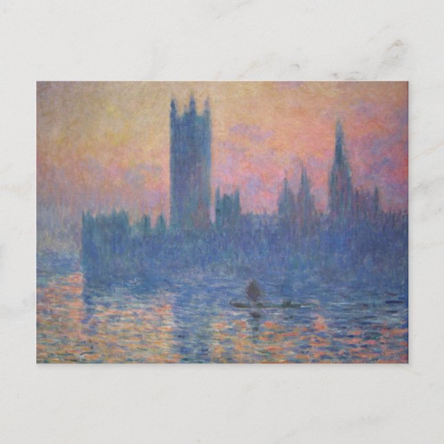 Postal Monet - Casas del Parlamento al atardecer (Anverso)