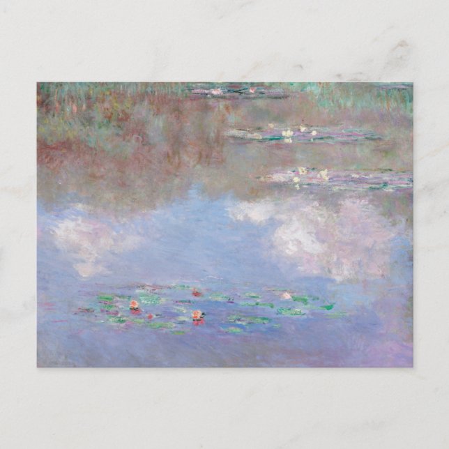 Postal Monet - El estanque de lirio de agua (nubes), (Anverso)