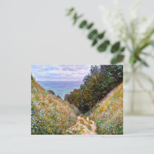 Postal Monet - El sendero de La Cavee, Pourville, (Anverso de pie)
