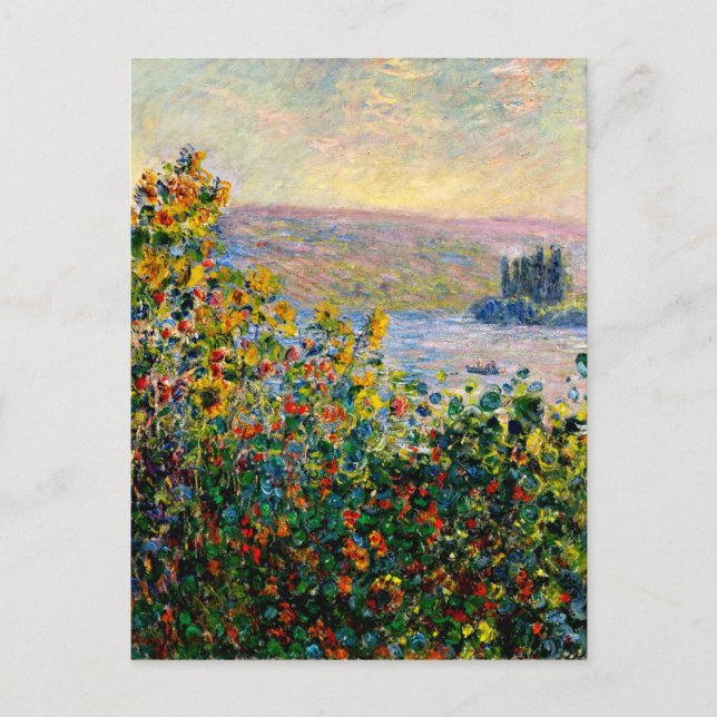 Postal Monet - Lámparas de flores en Vetheuil (Anverso)