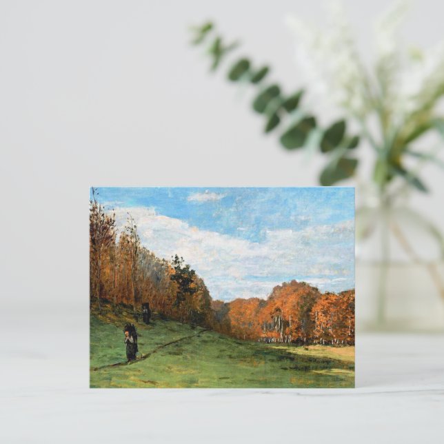 Postal Monet, Leñadores en el bosque de Fontainebleau, (Anverso de pie)