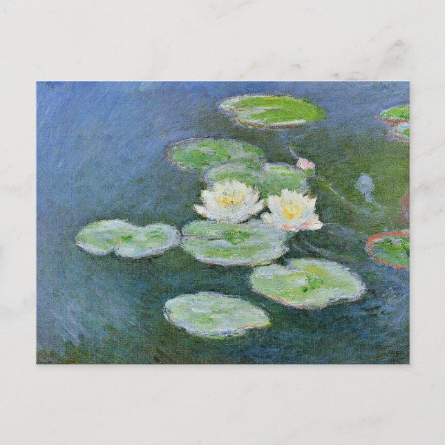 Postal Monet - Lilies de agua, efecto nocturno, (Anverso)