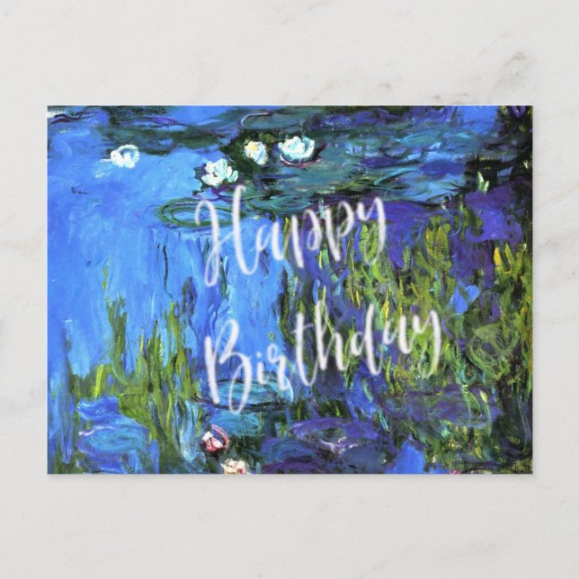 Postal Monet - Lilies de agua, índigo azul, deseos de cum (Anverso)