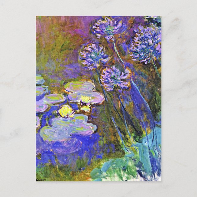 Postal Monet - Lilies de Agua y Agapanthus (Anverso)