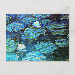 Postal Monet - Lilis de agua, azul