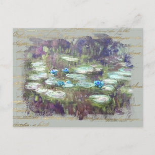Postal ** Monet Lily Pads Pond Old Gold HandWritings AR A