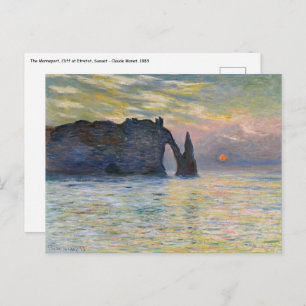 Postal Monet - Manneport, acantilado en Etretat, Sunset