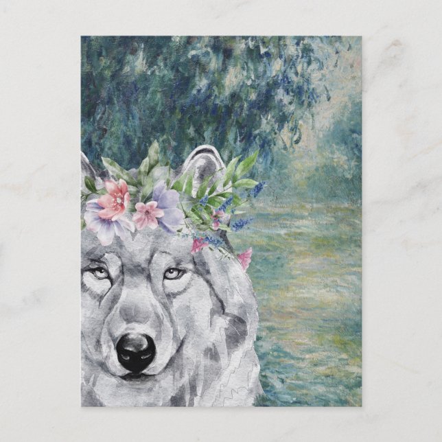 Postal Monet Morning Seine y Gray Wolf (Anverso)