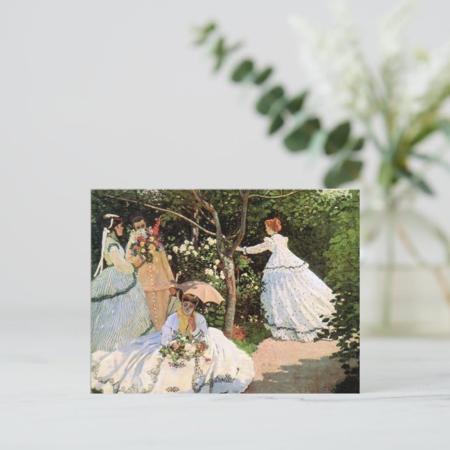 Postal Monet - Mujeres en el jardín (Anverso de pie)