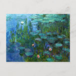 Postal Monet Nympheas Water Lilies Postcard<br><div class="desc">Postal Monet Nympheas Water Lilies. Pintura de aceite en lienzo de 1915. Durante los últimos treinta años de su vida, Monet pintó su estanque de lirios en Giverny. Nympheas representa uno de sus mejores y más queridos trabajos con su rico y variado uso de verdes. Un gran regalo para los...</div>