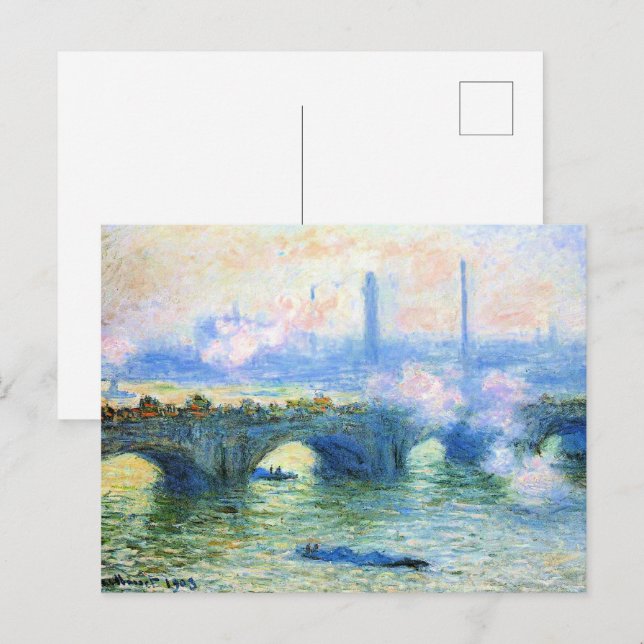 Postal Monet - Puente Waterloo, Londres, (Anverso / Reverso)