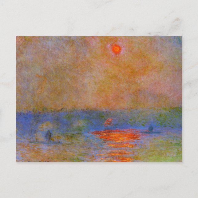 Postal Monet, puente Waterloo, luz del sol en la niebla (Anverso)