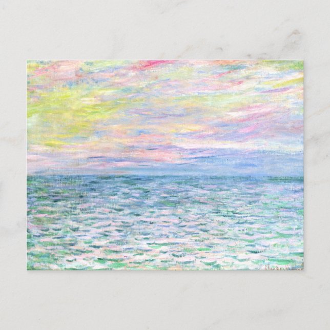 Postal Monet - Puesta de sol en Pourville, arte (Anverso)