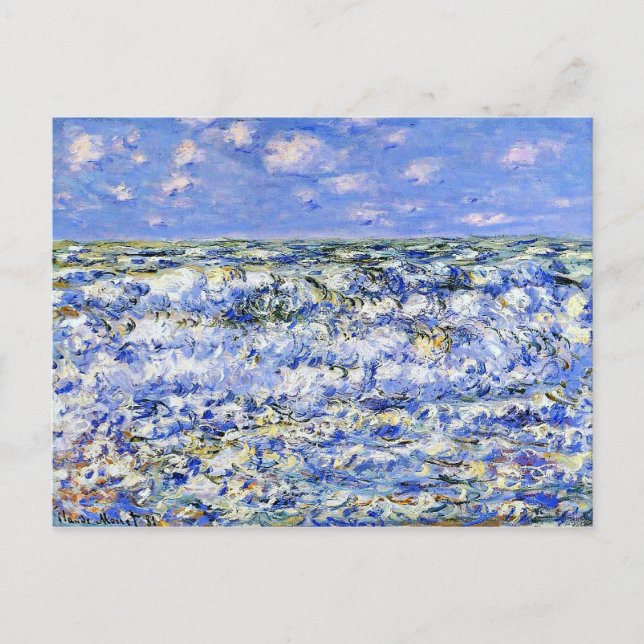 Postal Monet - Rompiendo olas, arte famoso (Anverso)