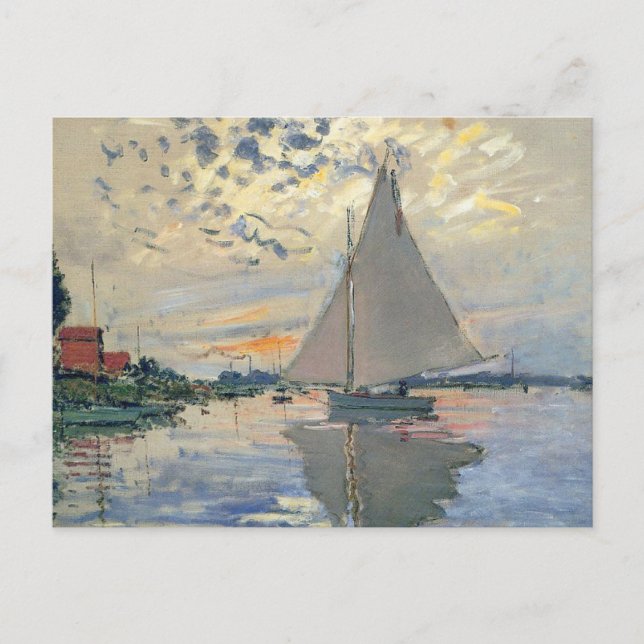 Postal Monet Sailboat Impresionismo Francés Arte Clásico (Anverso)