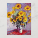 Postal Monet Sunflowers<br><div class="desc">Arte de Claude Monet de Sunflowers in a Vase</div>