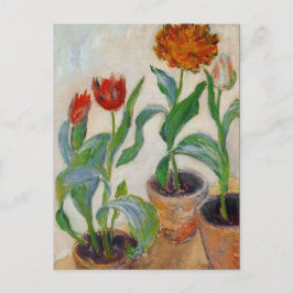 Postal Monet Tres Potas de Tulipanes