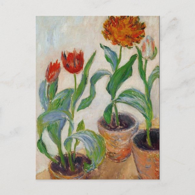 Postal Monet Tres Potas de Tulipanes (Anverso)