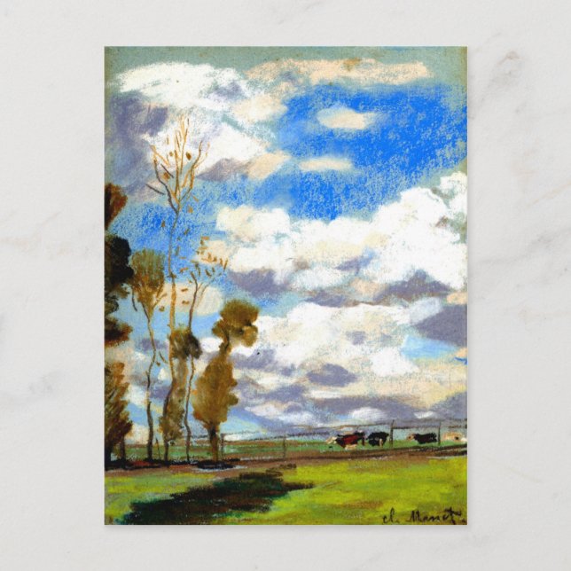 Postal Monet - Tres vacas en una pastura (Anverso)