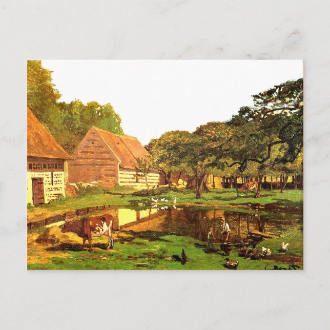 Postal Monet - Un corral en Normandía (Anverso)