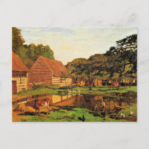 Postal Monet - Un patio de granja en Normandía,