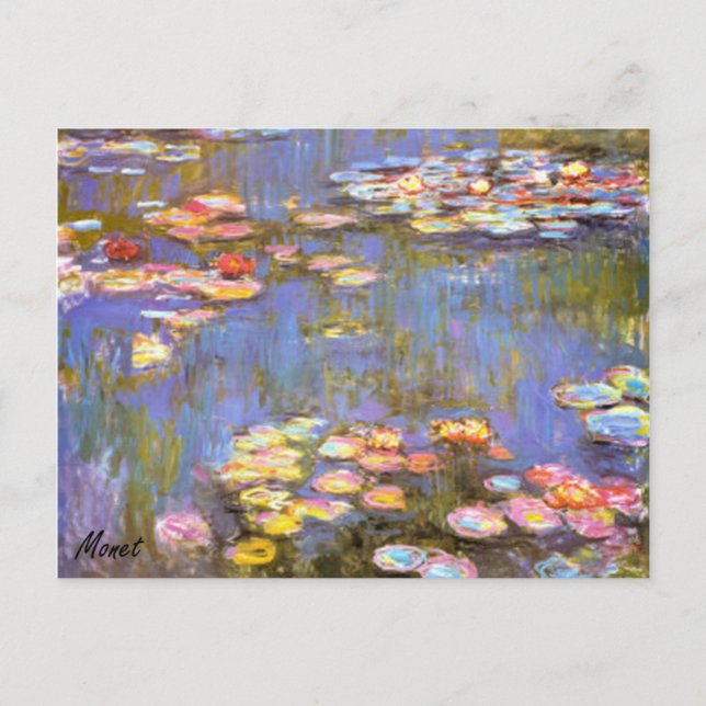 Postal MONET Water Lilies 1916 brite hues POSTCARD (Anverso)