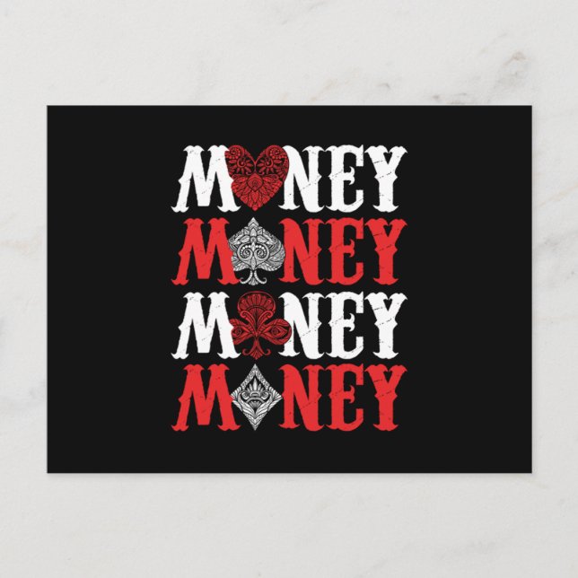 Postal Money Casino Player Cards Poker Bluff Gambler Gift (Anverso)