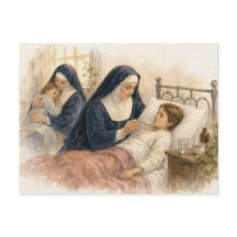 Monja católica cuidando a un niño enfermo