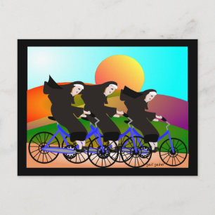 Postal Monjas en bicicletas Regalos de arte