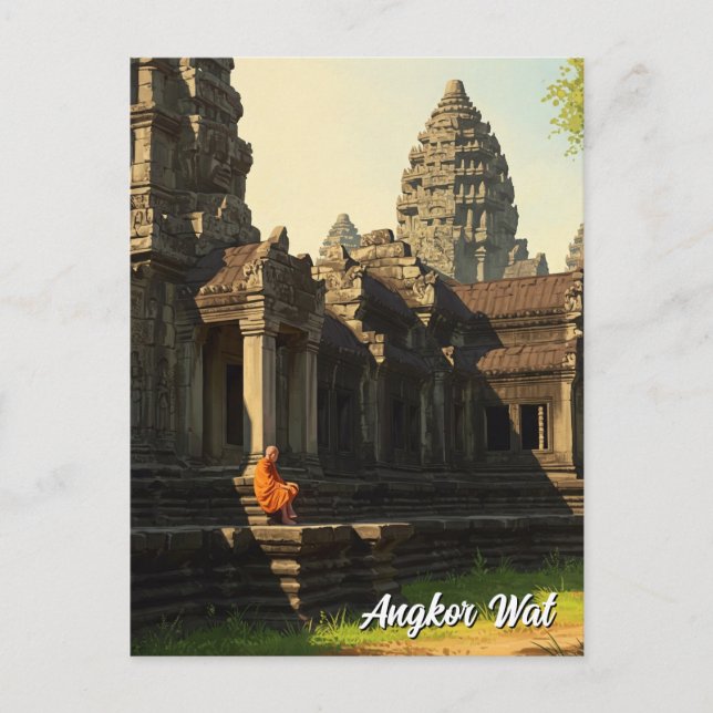 Postal Monje en Angkor Wat Cambodia (Anverso)