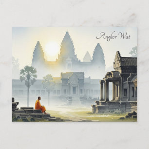 Postal Monje en Angkor Wat Cambodia Sunrise