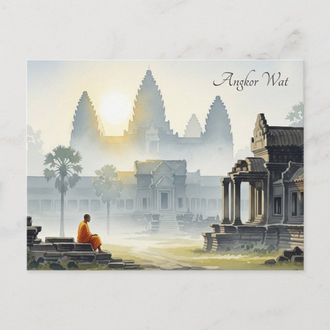 Postal Monje en Angkor Wat Cambodia Sunrise (Anverso)