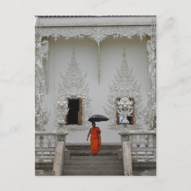Postal Monje en el templo blanco de Chiang Rai (Anverso)