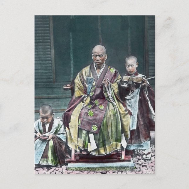 Postal Monjes budistas japoneses vintage 僧 (Anverso)