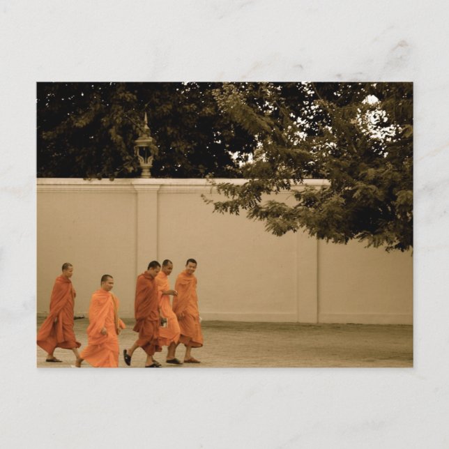 Postal Monjes camino a casa (Anverso)