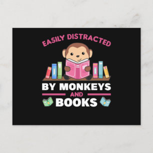 Postal Monkey And Books Funny Saying With Book