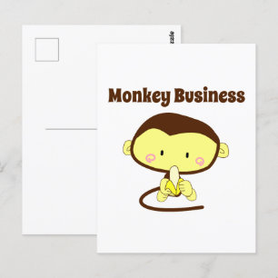 Postal Monkey Business Brown y Yellow Funny Kid Personali