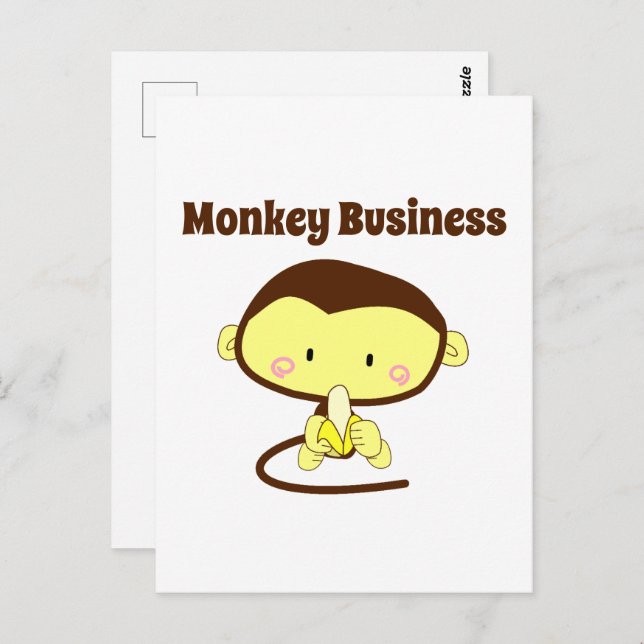 Postal Monkey Business Funny Personalizado Monkey Design (Anverso / Reverso)